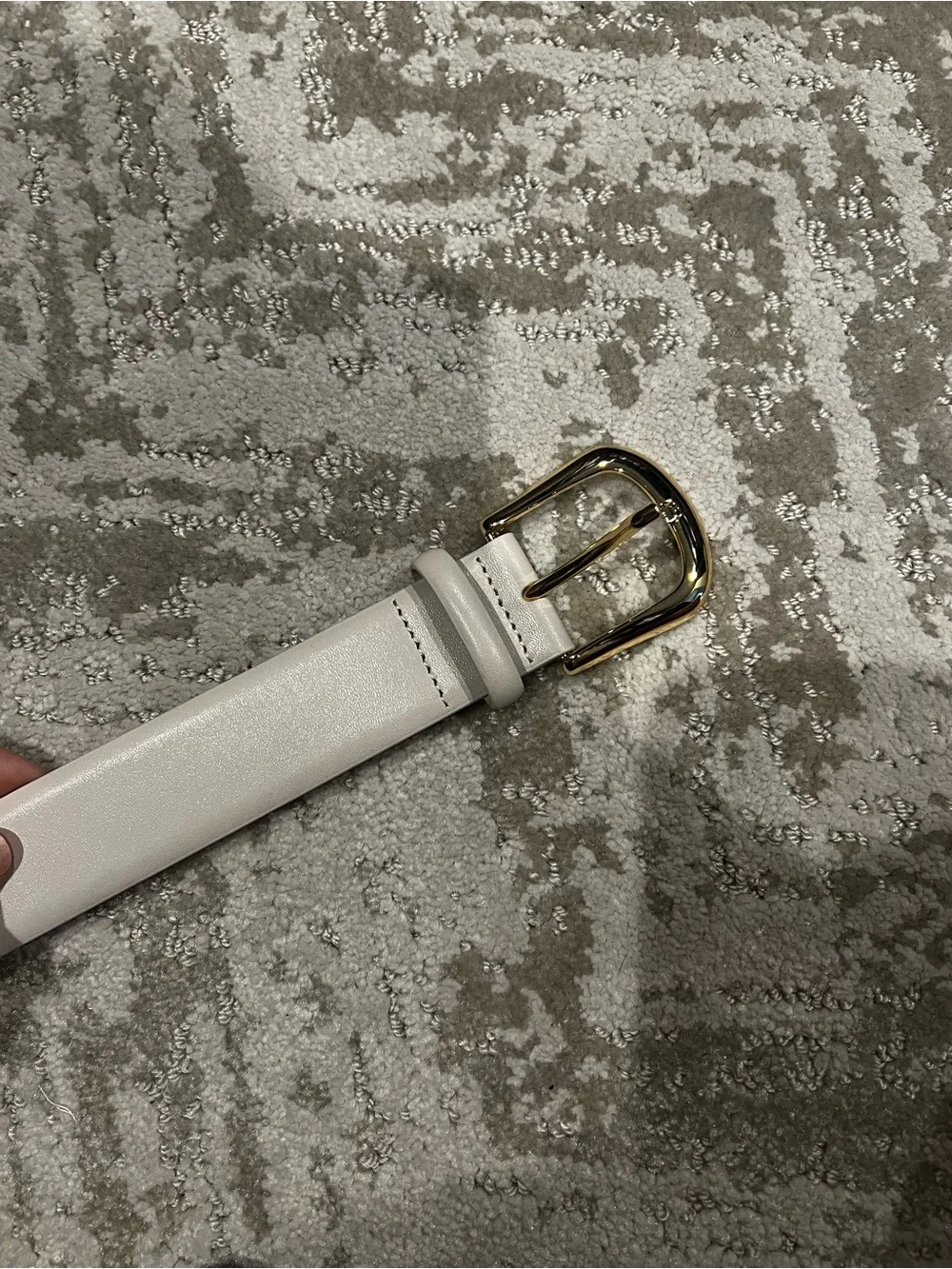B-Low the Belt Kennedy Ivory Leather Belt with Gold Buckle